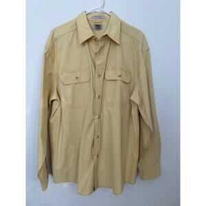 L.L. Bean Mens Pale Yellow Traditional Fit Flap‎ Pocket Button Down Shirt Size L